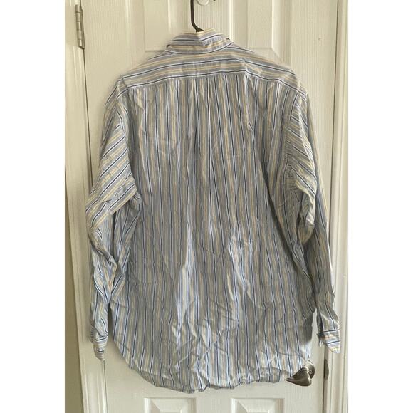 Men's Ralph Lauren Blue/YellowStripe LS Button Down Shirt - Size 16.5 Large, A69 - Picture 7 of 8